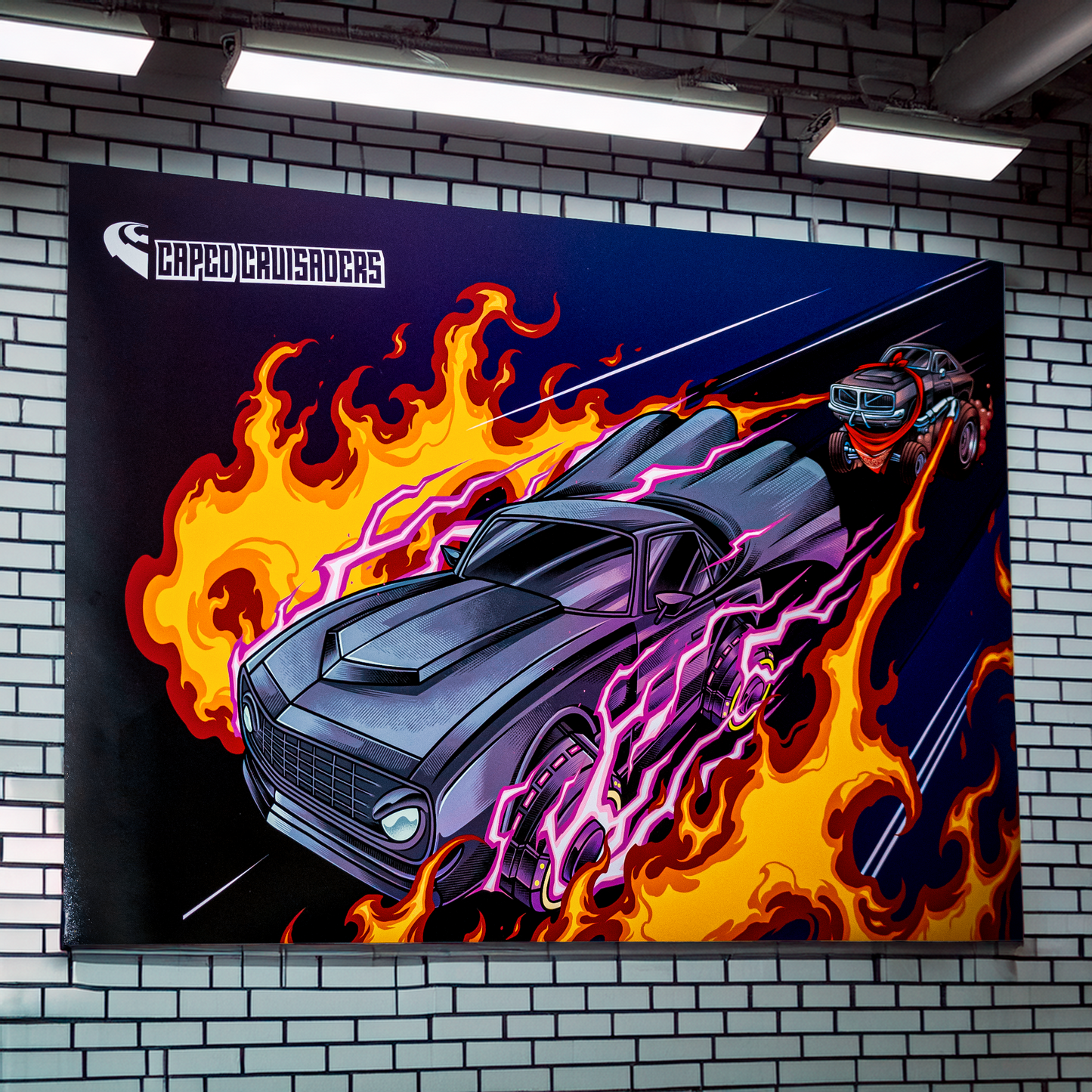 Nite Rider vs Burnout Graphic Poster - Comic Book Action Artwork
