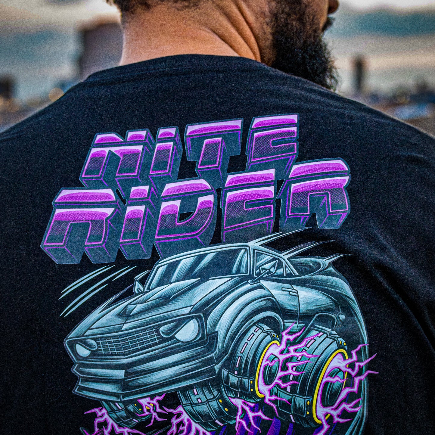 Nite Rider Graphic Tee Black - Comic Book Muscle Car Streetwear